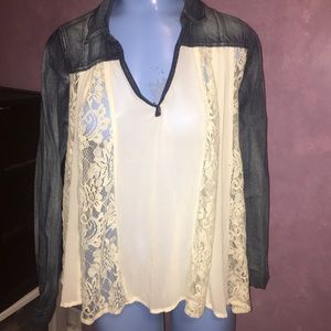 free people denim flowy top